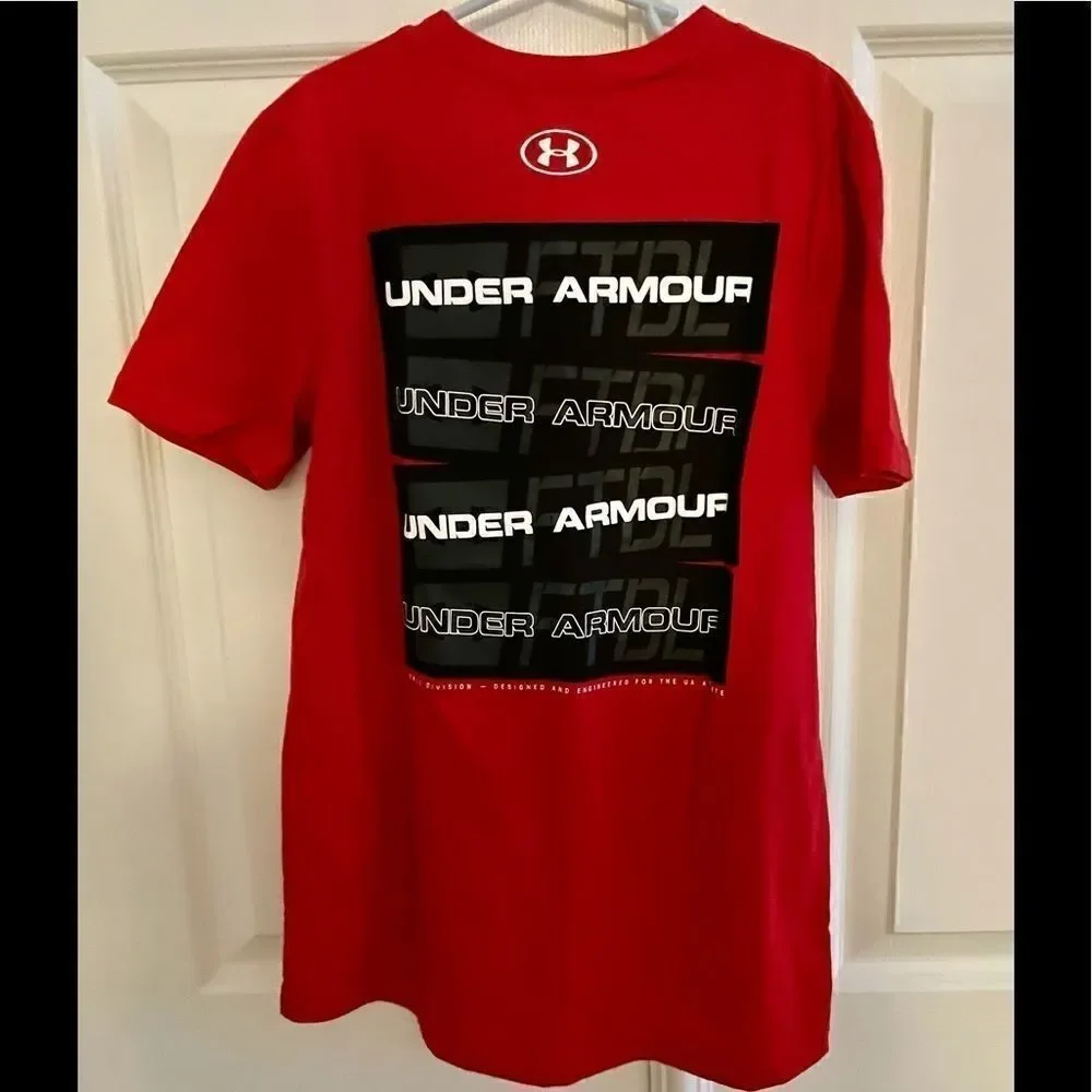 NWT Under Armour Kids Football Branded Stacked Tee